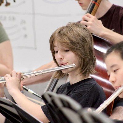 Flutists in rehearsal